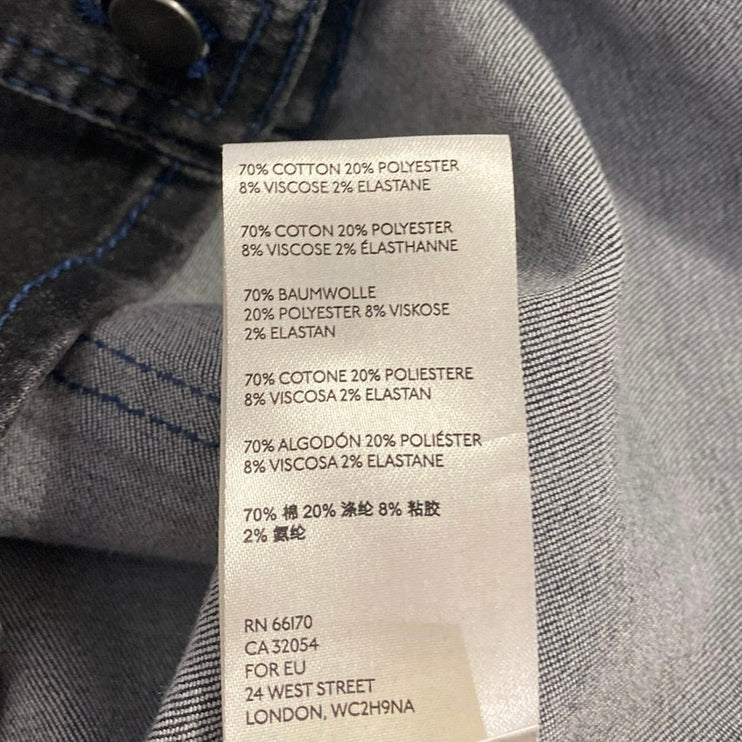 Free People Bo Black Long Sleeve Button Up Denim Jean Shirt Mini Dress Size M