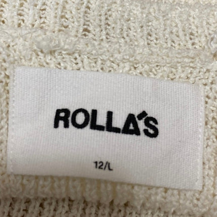 Rolla's Cream White Rib Knit Sleeveless Cami Camisole Crop Sweater Tank Top Sz L