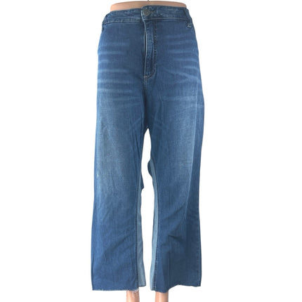 KUT From the Kloth Women's Blue High Waist Baggy Wide Leg Denim Jeans Size 18.