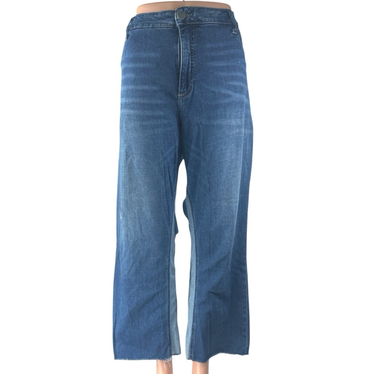 KUT From the Kloth Women's Blue High Waist Baggy Wide Leg Denim Jeans Size 18.