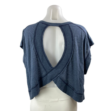Free People FP Movement My Time Navy Blue Cutout Back Loose T Shirt Tee Size XS