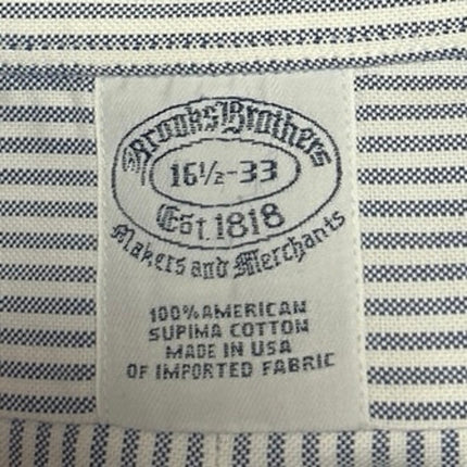 Brooks Brothers Men's Blue Striped Long Sleeve Button Down Dress Shirt 33 16.5