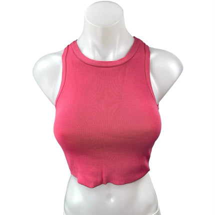 Zara Women's Pink Sleeveless High Neck Racerback Sports Bra Crop Tank Top Size S