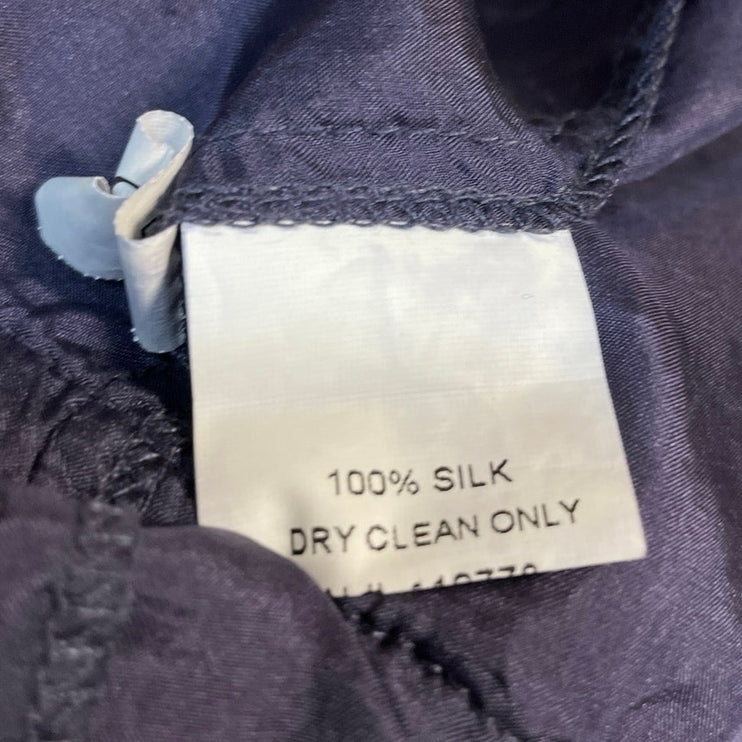 Jaloux 100% Silk Smocked Cap Sleeve Tie Waist Tunic Peplum Cardigan Blouse Top L