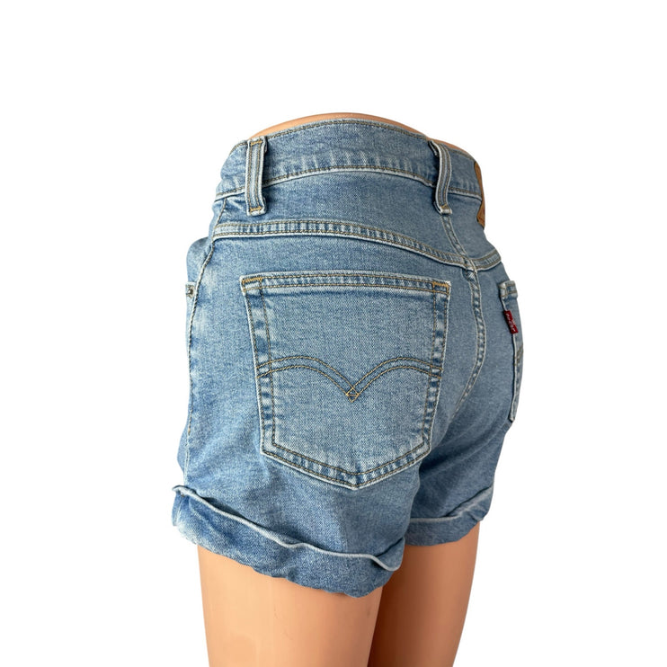Levi's Women's Blue Cuffed High Waisted Medium Wash Denim Jean Shorts Size 26