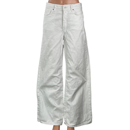 Zara Women's White High Waisted Wide Leg Baggy Palazzo Denim Jeans Size 4