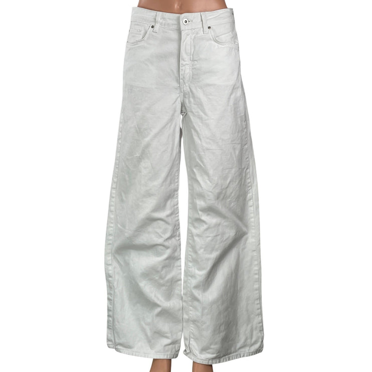 Zara Women's White High Waisted Wide Leg Baggy Palazzo Denim Jeans Size 4