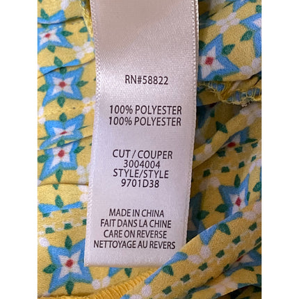 NEW Max Studio Green Multicolor V-neck Ruffle Sleeve Tie Belted Blouse Top Sz S