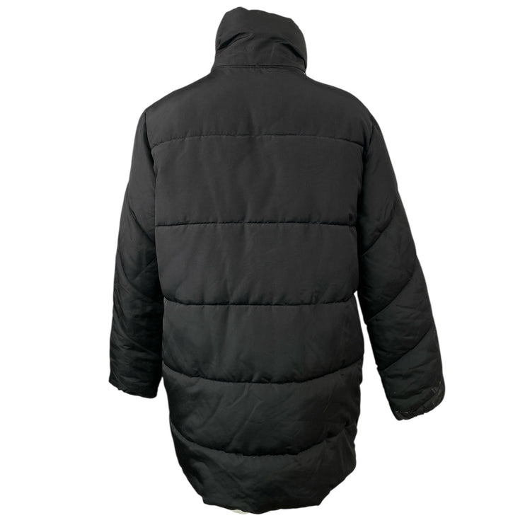 Lucky Brand Black High Neck Long Sleeve Button Zip Quilted Puffer Coat Jacket M