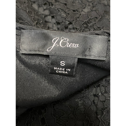 J.Crew Women's Black Floral Lace Keyhole Round Neck Short Sleeve Blouse Top Sz S