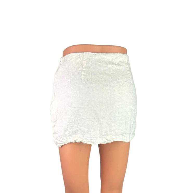 Abercrombie & Fitch Scarlett White Linen High Rise Mini Pencil Skort Skirt Sz XS