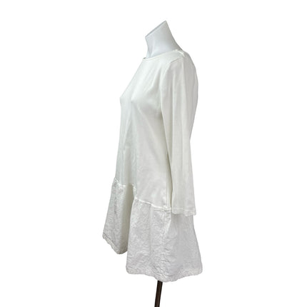 Free People Free-est White Long Sleeve Drop Waist Open Back A Line Mini Dress XL