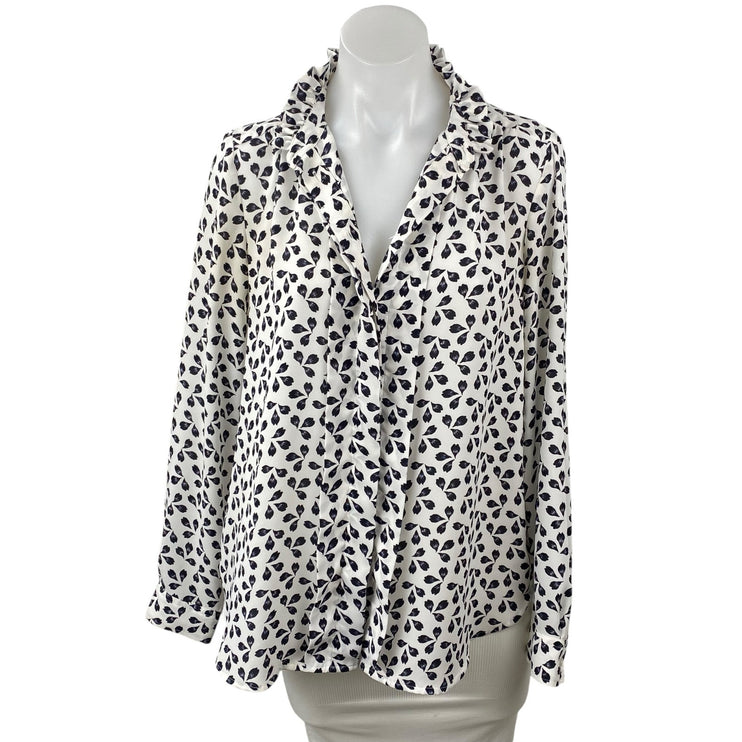 Ann Taylor Women's Floral Collared Long Sleeve Button Down Shirt Blouse Top Sz S