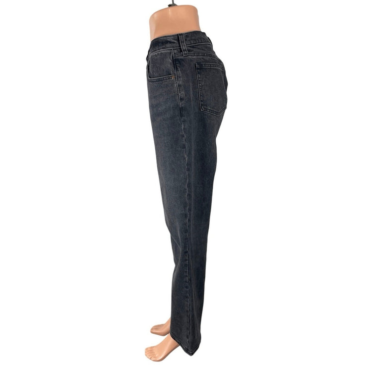 Abercrombie & Fitch The Straight Mid Rise Black Relaxed Denim Jeans Size 28