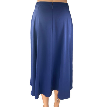 Uniqlo Women's Blue High Waisted Flared Pleated A Line Drape Midi Skirt Size 4