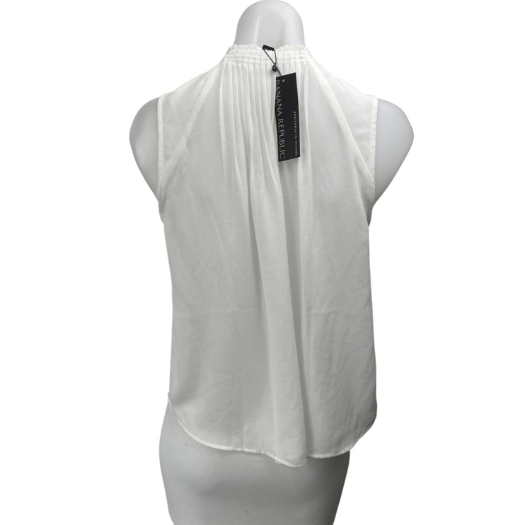 NEW Banana Republic White Sleeveless Ruffle Mock Pleated Tank Blouse Top XS