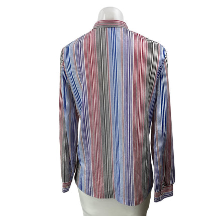 rrrruss by Russ Toss Multicolor Long Sleeves Bow Button Down Shirt Blouse Size M