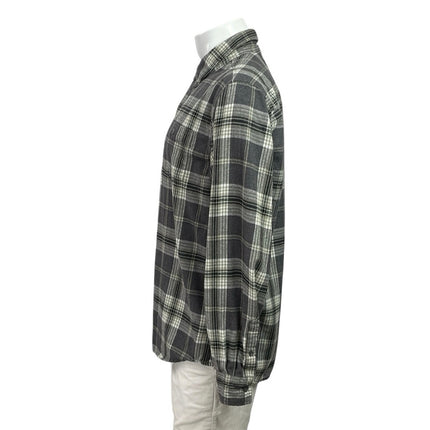 Weatherproof Vintage Men's Gray Plaid Check Long Sleeve Button Down Shirt Size L