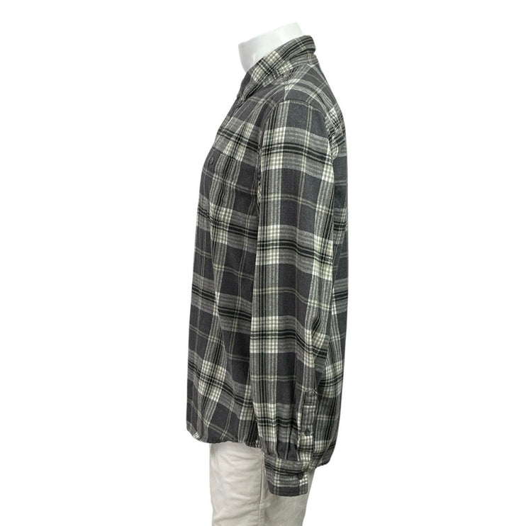 Weatherproof Vintage Men's Gray Plaid Check Long Sleeve Button Down Shirt Size L