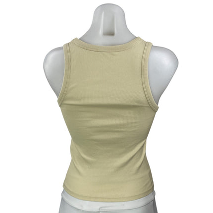 Zara Women's Light Yellow Ribbed Knit Scoop Neck Sculpt Cami Tank Top Size S