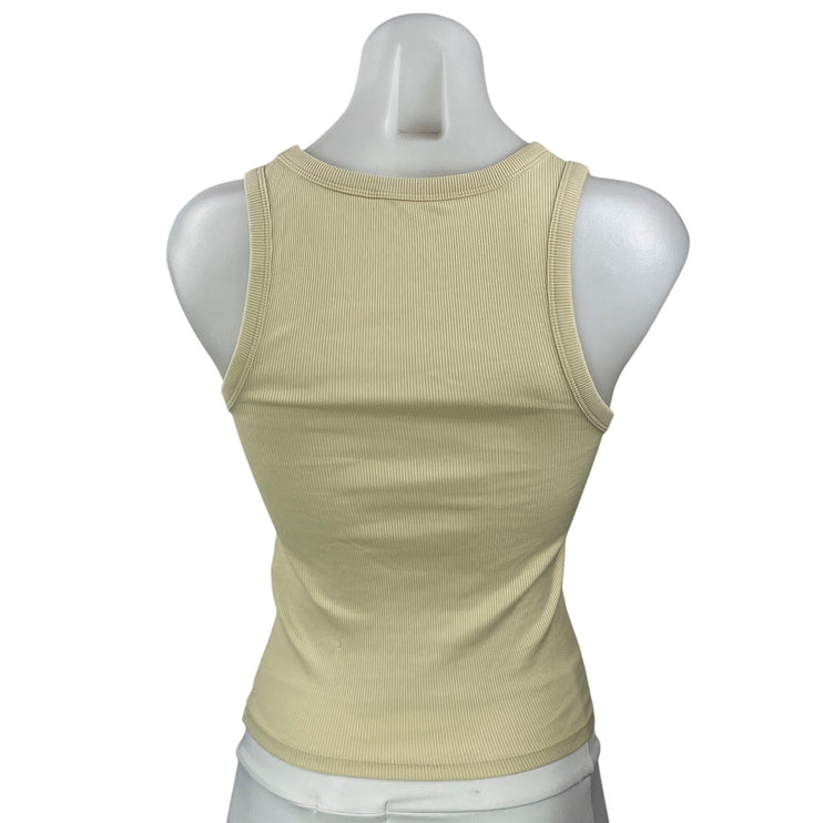 Zara Women's Light Yellow Ribbed Knit Scoop Neck Sculpt Cami Tank Top Size S