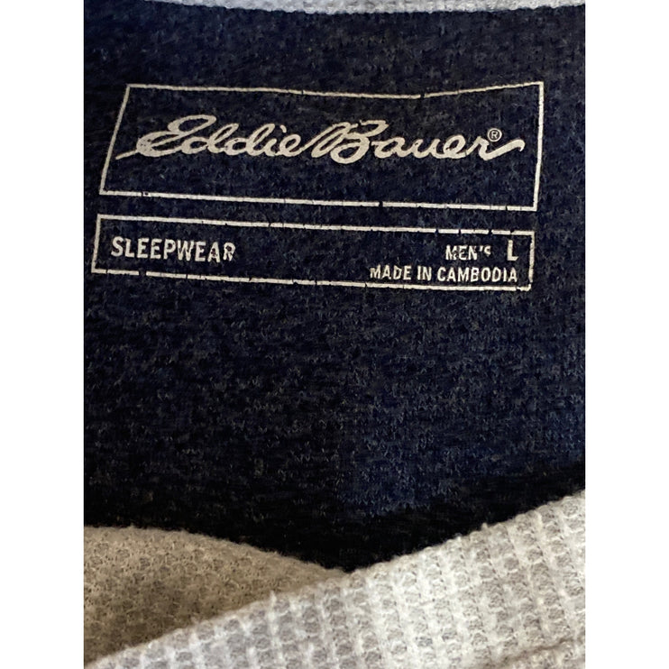 Eddie Bauer Men's Gray Heather Long Sleeve Crew Neck Waffle Knit Thermal Tee L
