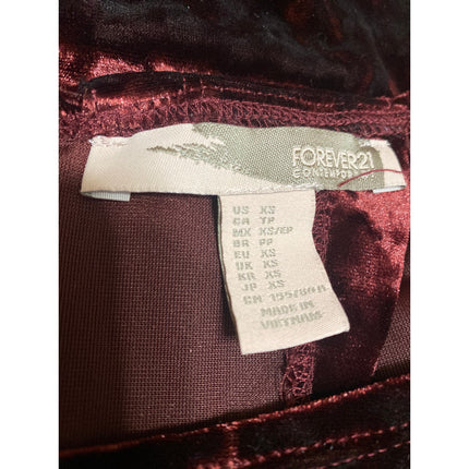 Forever 21 Red Burgundy Velvet Velour Long Sleeve Open Back A Line Maxi Dress XS
