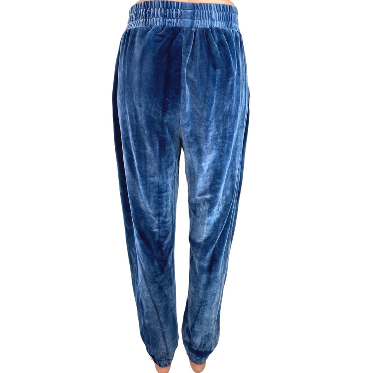 Missguided Blue Velour Elastic Waist Pockets Pull On Jogger Lounge Pants Size 4