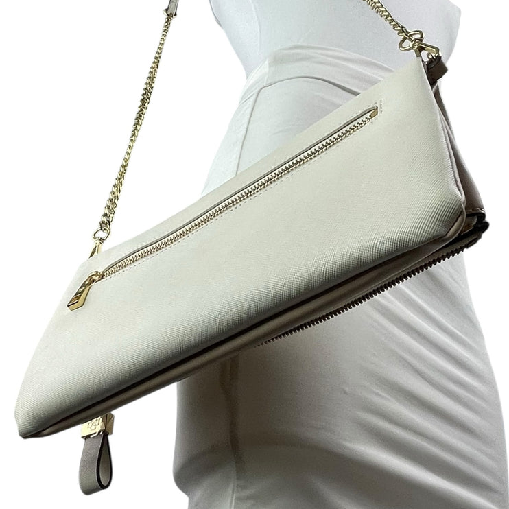 Ann Taylor Women's White Beige Chain Crossbody Wallet Clutch Purse Mini Bag OS
