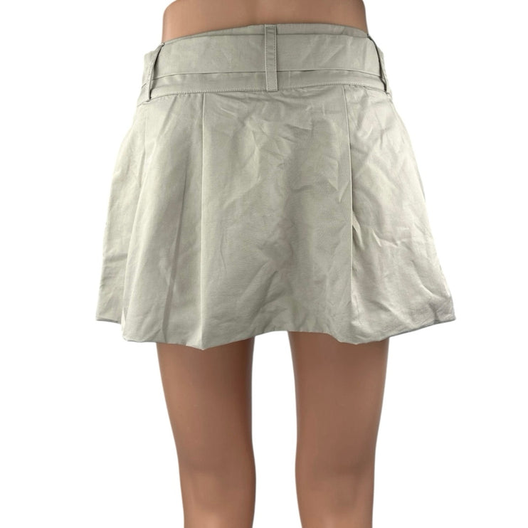 Peppermayo Mooncharged Women's Beige Pleated Belted Casual Mini A-Line Skirt 4