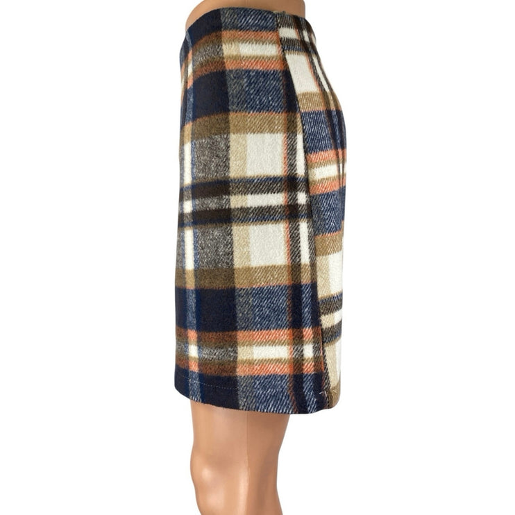 IDEALSANXUN Multicolor Wool Plaid Checkered Mini Straight Pencil Skirt Size XL