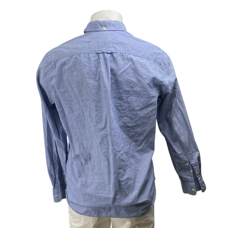LOGG Label of Graded Goods Men's Blue Long Sleeve Button Up Shirt Top Size M