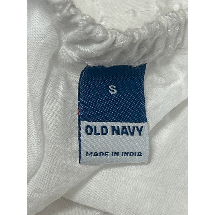 Old Navy White Sleeveless Embroidered Tie Cami Camisole Tank Crop Top Size S