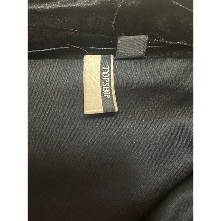 Topshop Tinsel Women's Black Metallic Sleeveless Mini Tuxedo Wrap Dress Size 8