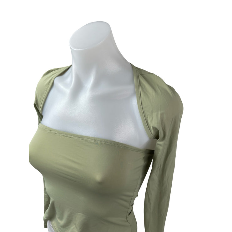 Princess Polly Moran Women's Green Square Neck Crop Bandeau Bolero Shrug Top 2