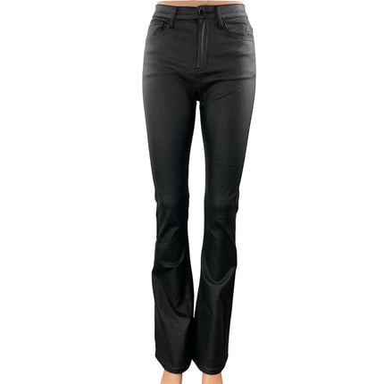 Edikted Women's Black Coated High Rise Slim Bootcut Flared Denim Jeans Size M