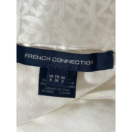 French Connection Glacier Wave White Sleeveless Mesh Fit & Flare Mini Dress Sz 6