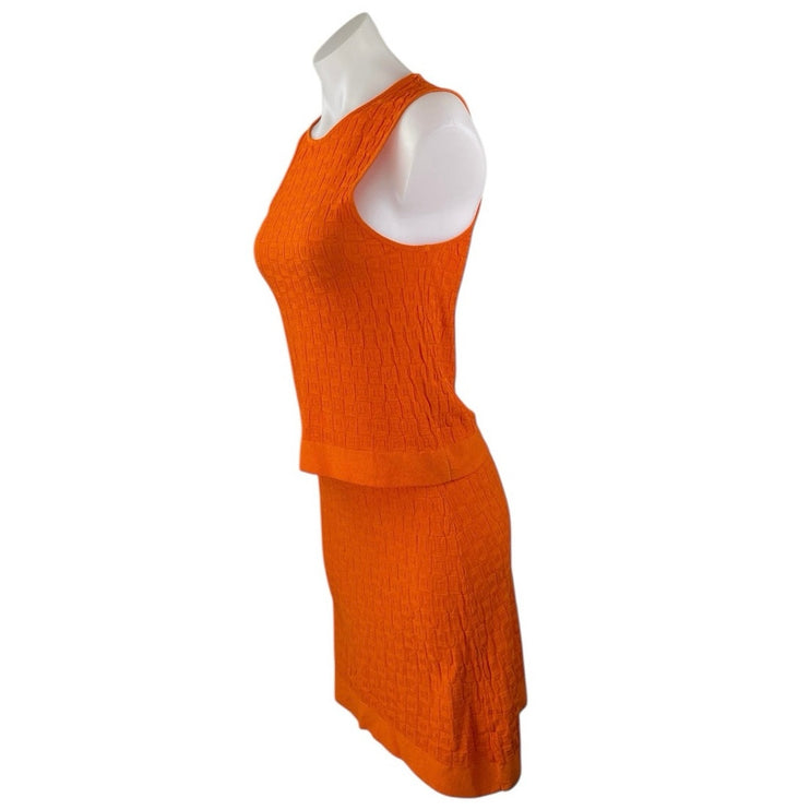 Zara Women's Orange Sleeveless Textured Knit Tank Top & Mini Skirt Sets Size L