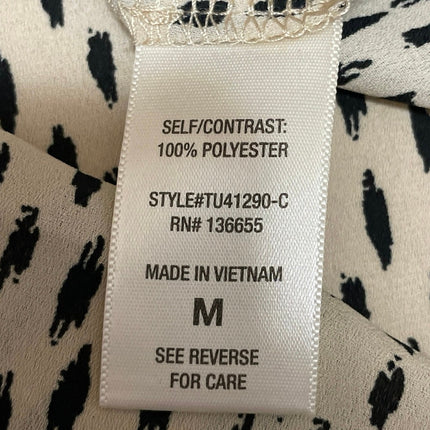 West K Women's Beige Black Dotted Tie Bow Sleeveless Tank Blouse Top Size M
