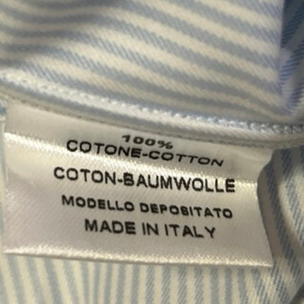 M. Bardelli Milano Blue White Striped Long Sleeve Button Down Dress Shirt 43/17