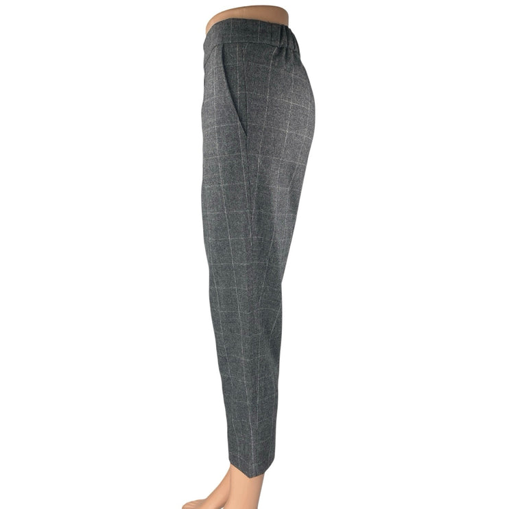 Aritzia Babaton Atelier Gray Wool Plaid High Rise Tapered Trousers Pants Size 2