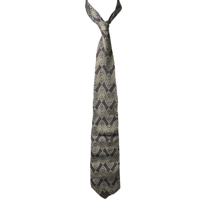 Salvatore Gregorio Men's Brown 100% Silk Striped Printed Italian Neck Tie OS