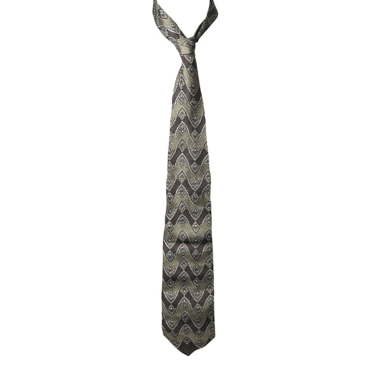Salvatore Gregorio Men's Brown 100% Silk Striped Printed Italian Neck Tie OS