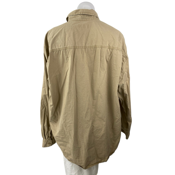Old Navy Women's Brown Tan Collared Long Sleeve Oversized Pockets Shirt Top XL