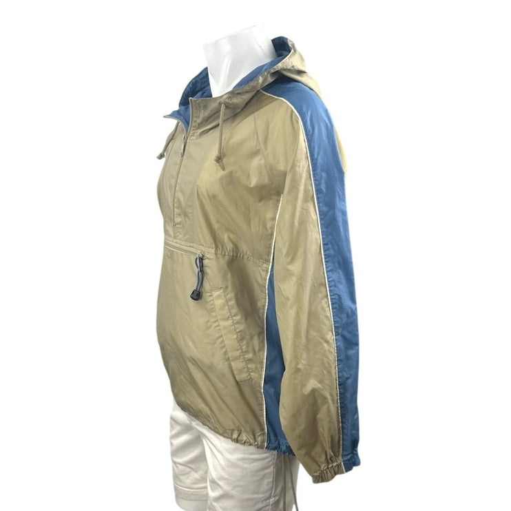 Vintage Gap Mens Khaki Blue Colorblock Hoodie Hooded Anorak Windbreaker Jacket S
