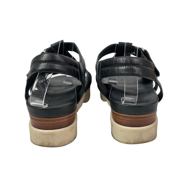 Bernardo Cora Huarache Women's Black Open Square Toe Strappy Wedge Sandals 8.5