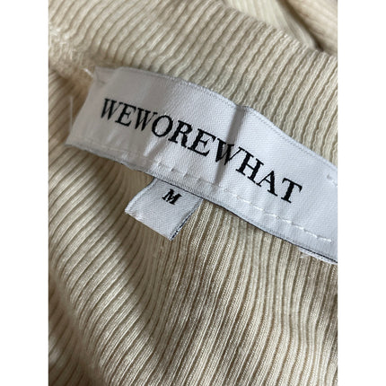 WeWoreWhat Cream Ribbed Knit Slit Sleeveless Tank Sweater Midi Dress Size M