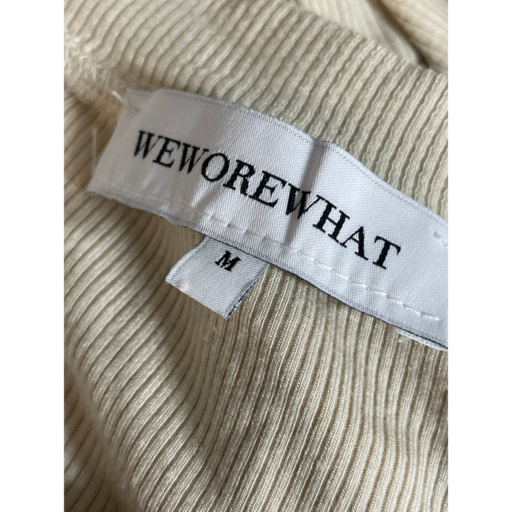 WeWoreWhat Cream Ribbed Knit Slit Sleeveless Tank Sweater Midi Dress Size M