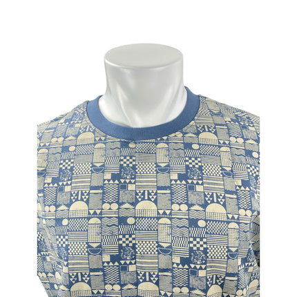 Intune Men's Blue Abstract Geometric Short Sleeve Crew Neck T Shirt Tee Top Sz M
