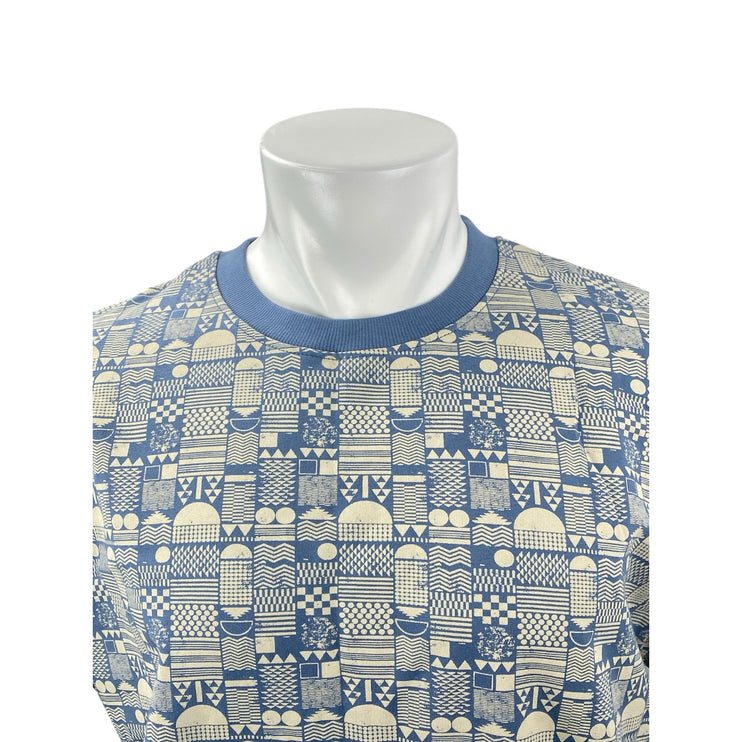 Intune Men's Blue Abstract Geometric Short Sleeve Crew Neck T Shirt Tee Top Sz M